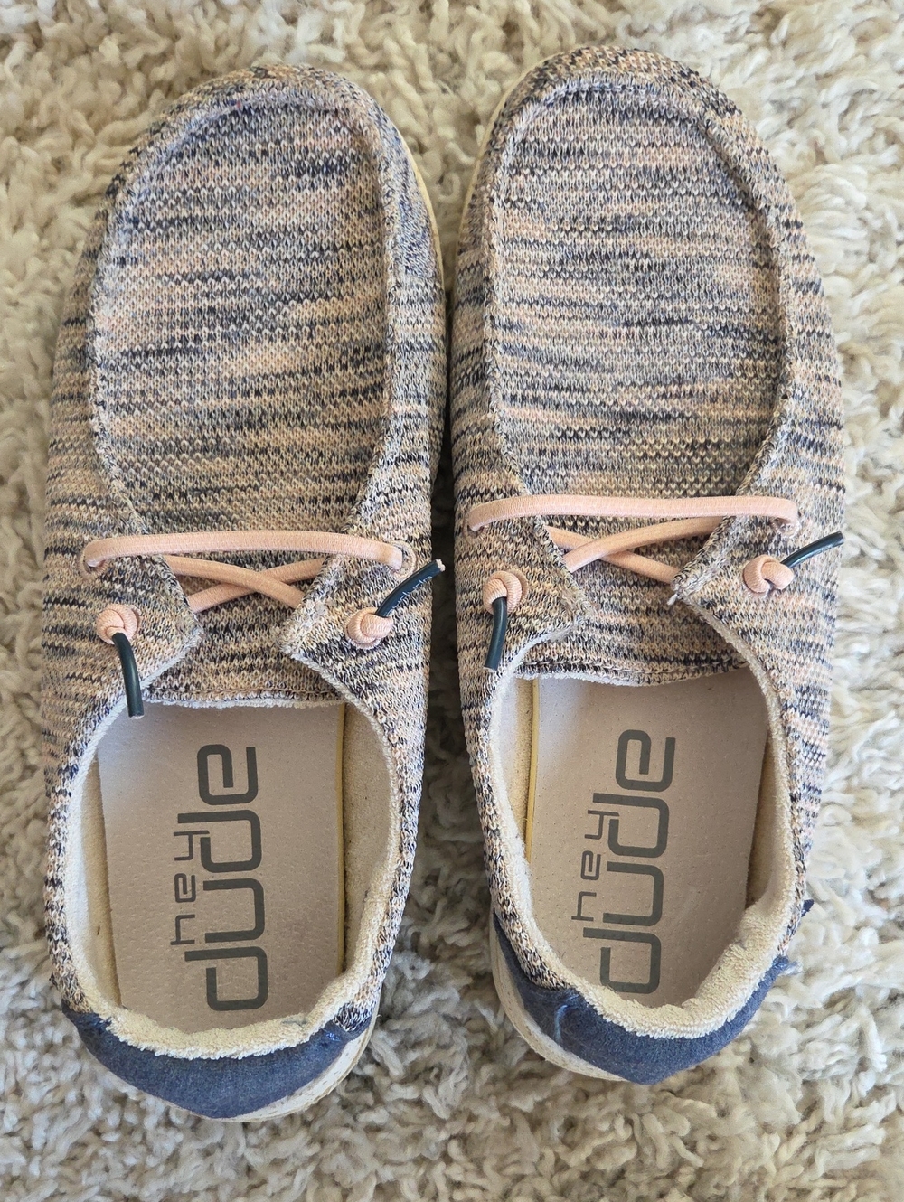 Hey Dude Wally Knit Slip-Ons in Heathered Pink and Blue